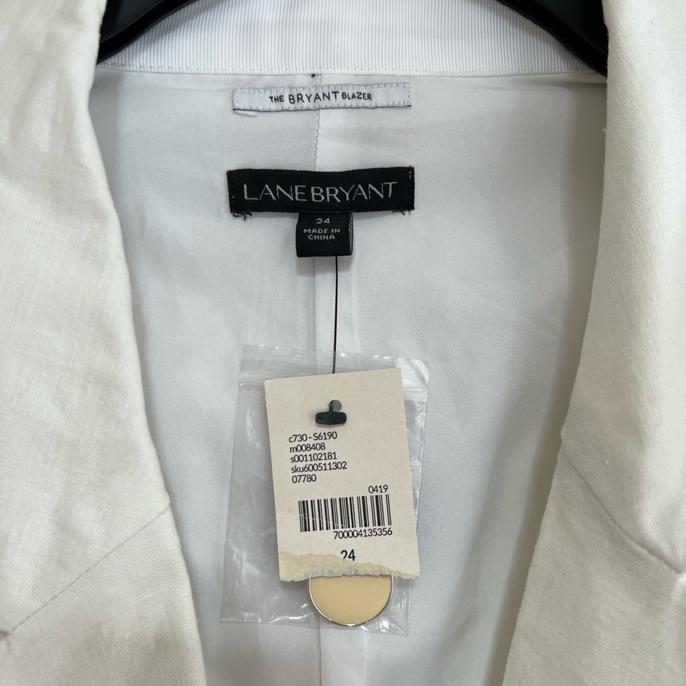 Lane Bryant NWT The Bryant Linen Blend One Button Blazer Ruched 3/4 Sleeves, 24 - Picture 4 of 11